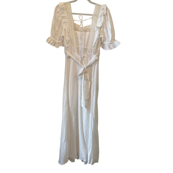 Free People Size S White Now & Forever Endless Summer Maxi Dress Puff Sleeve - Picture 3 of 14